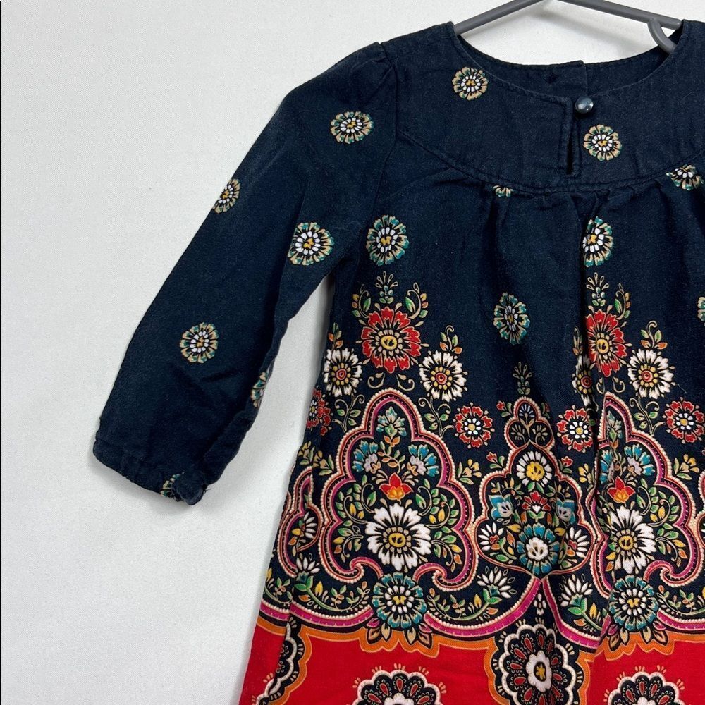 Baby Gap Navy and Red long sleeve cotton floral dress size 12-18 months - Picture 3 of 11